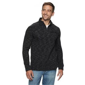 Marc Anthony Slim Fit Black Marled Half-Zip Sweater